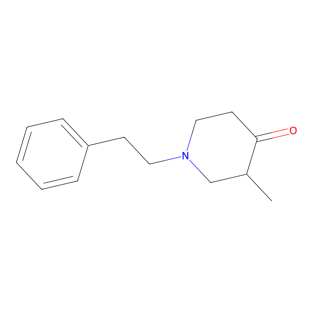 3-Methyl-1-(2-phenylethyl)piperidin-4-one molecular structure, CAS 129164-39-2