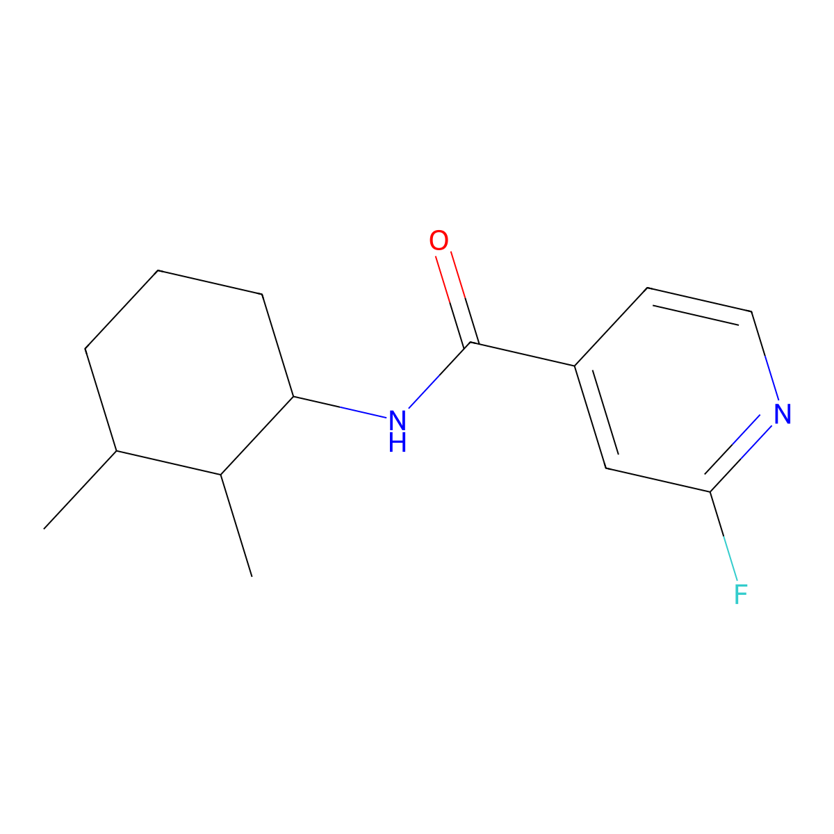 N-(2,3-dimethylcyclohexyl)-2-fluoropyridine-4-carboxamide molecular structure, CAS 1291646-99-5