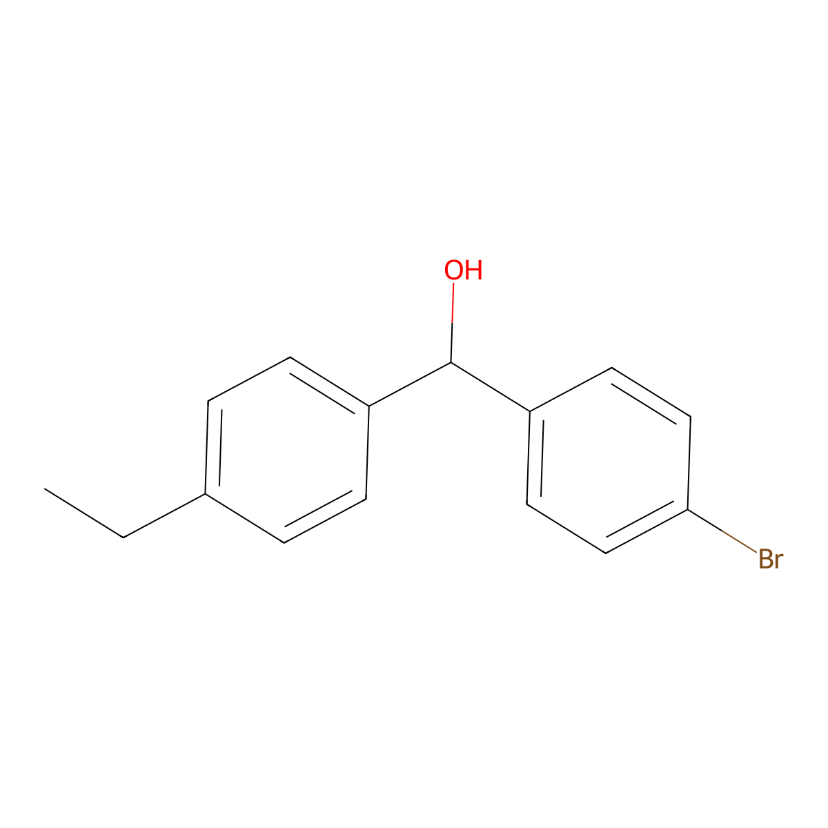 (4-Bromophenyl)(4-ethylphenyl)methanol molecular structure, CAS 1291673-39-6