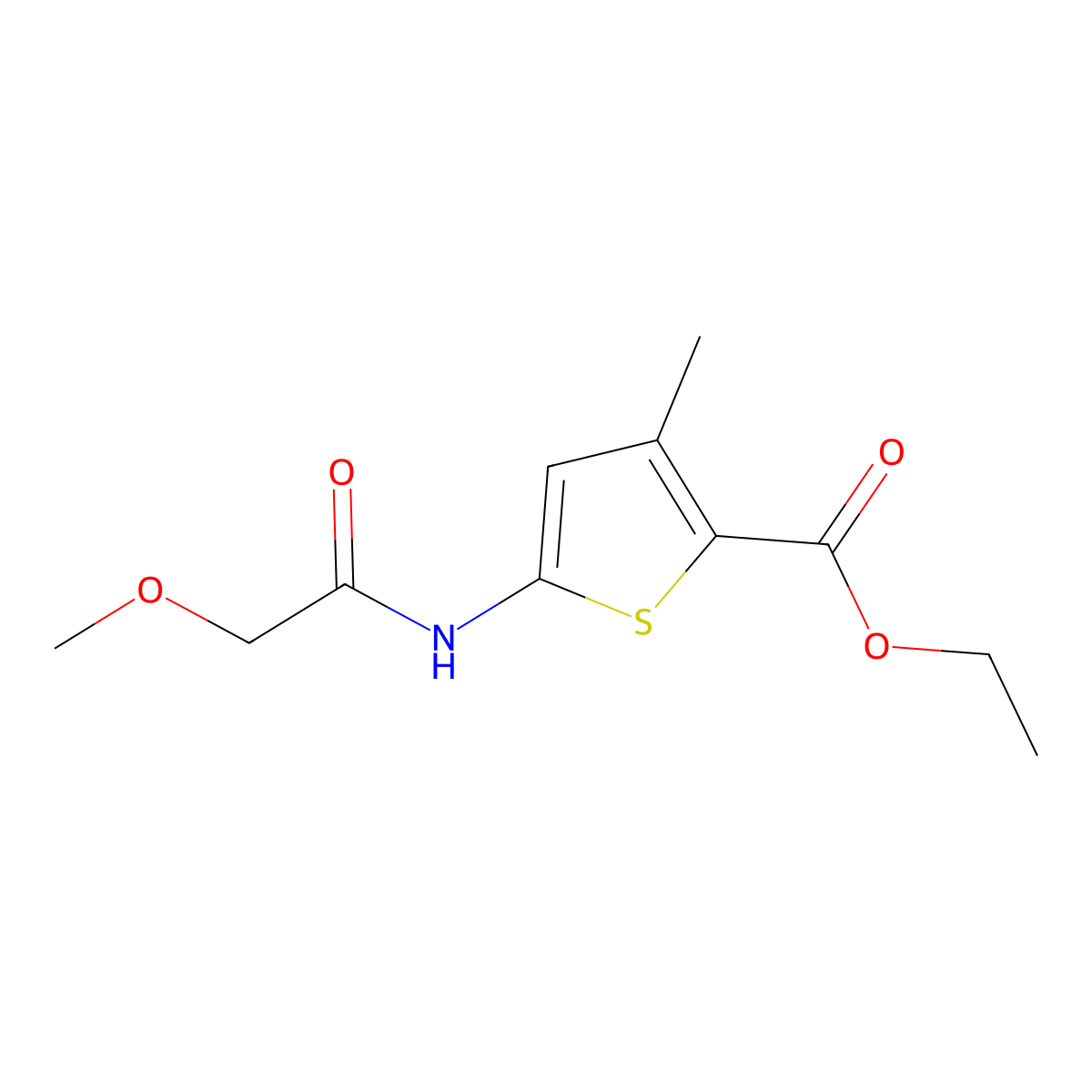 Ethyl 5-(2-methoxyacetamido)-3-methylthiophene-2-carboxylate molecular structure, CAS 1291703-02-0