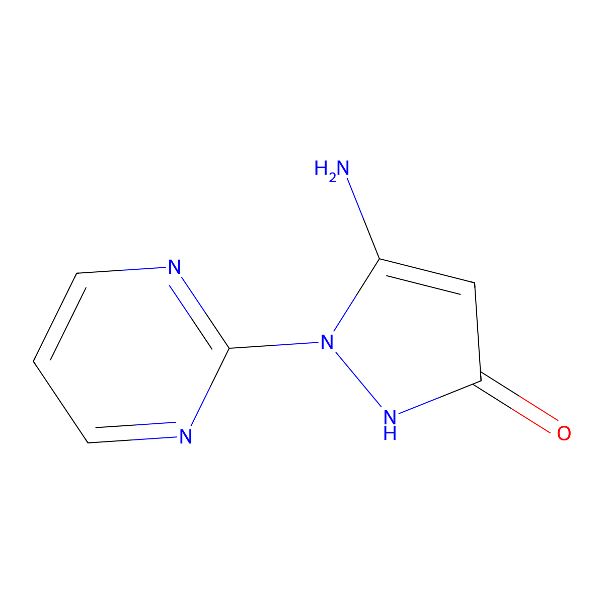 5-amino-1-(pyrimidin-2-yl)-1H-pyrazol-3-ol molecular structure, CAS 1291707-77-1