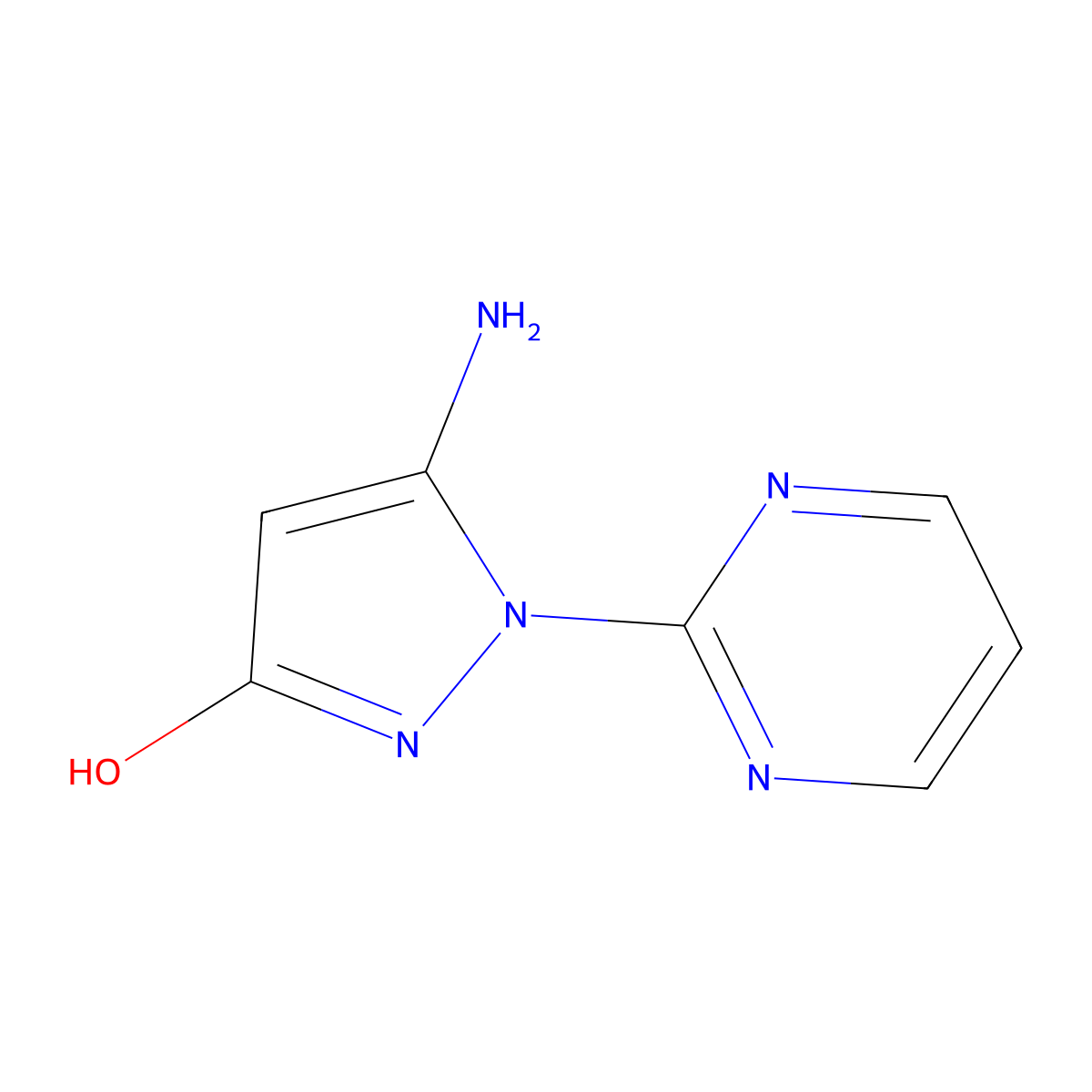5-amino-1-(pyrimidin-2-yl)-1H-pyrazol-3-ol molecular structure, CAS 1291707-77-1