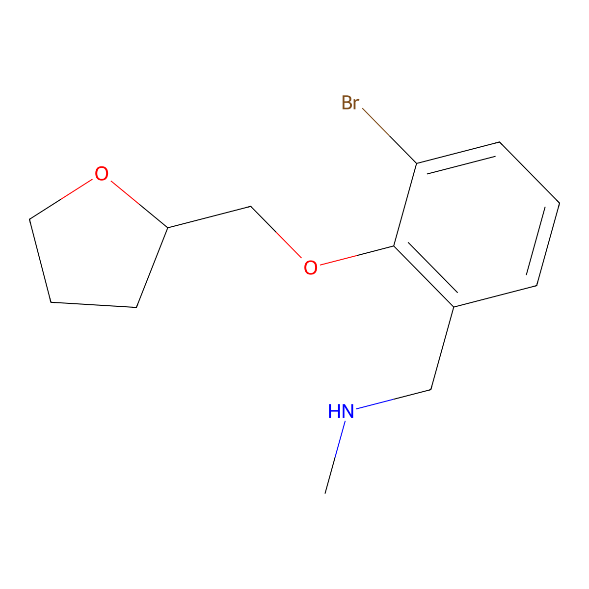 {[3-Bromo-2-(oxolan-2-ylmethoxy)phenyl]methyl}(methyl)amine molecular structure, CAS 1291714-64-1