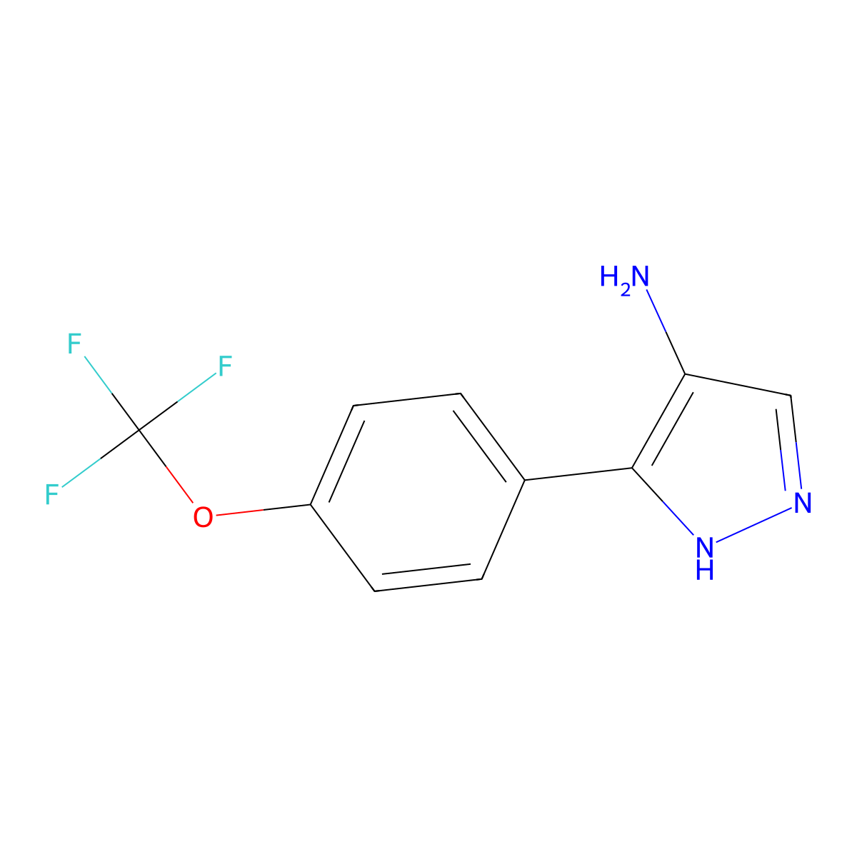 5-[4-(trifluoromethoxy)phenyl]-1H-pyrazol-4-amine molecular structure, CAS 1291743-68-4