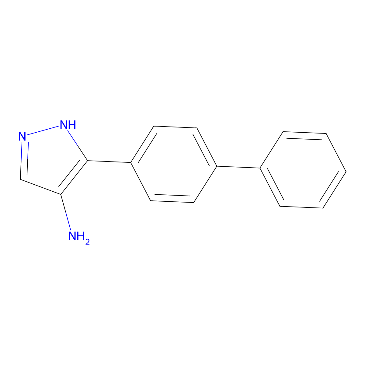 5-(4-phenylphenyl)-1H-pyrazol-4-amine molecular structure, CAS 1291743-70-8