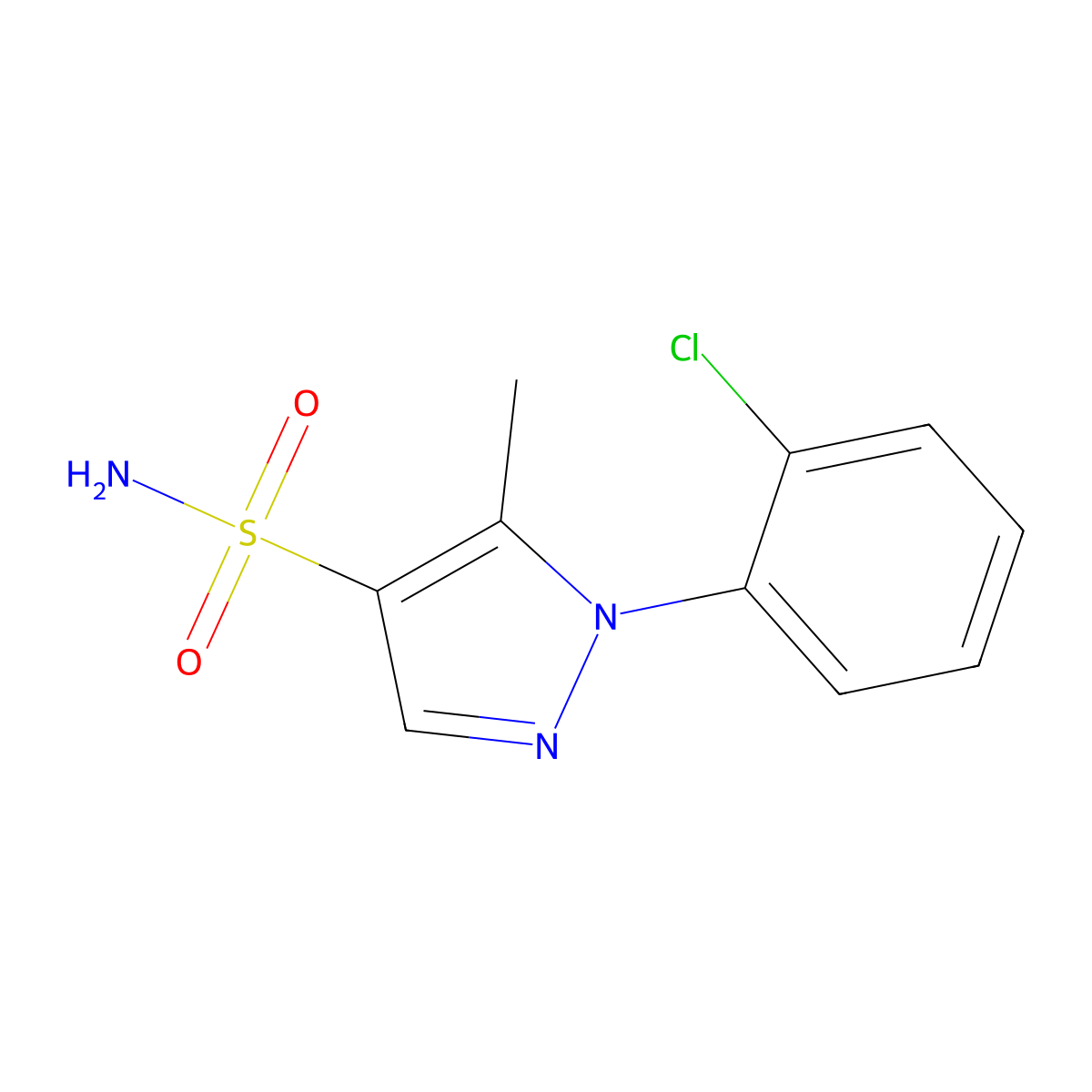 1-(2-chlorophenyl)-5-methyl-1H-pyrazole-4-sulfonamide molecular structure, CAS 1291749-03-5
