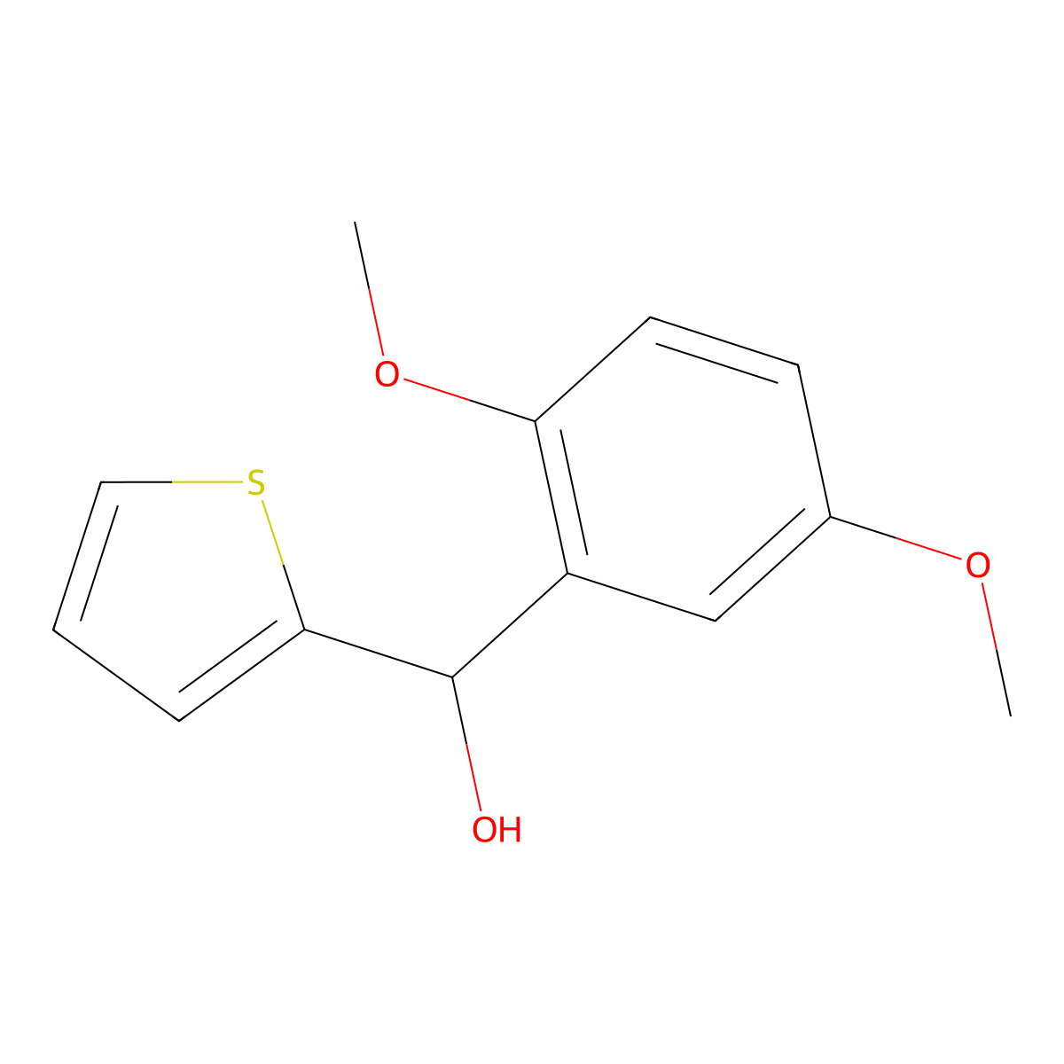 (2,5-Dimethoxyphenyl)(thiophen-2-yl)methanol molecular structure, CAS 1291759-39-1