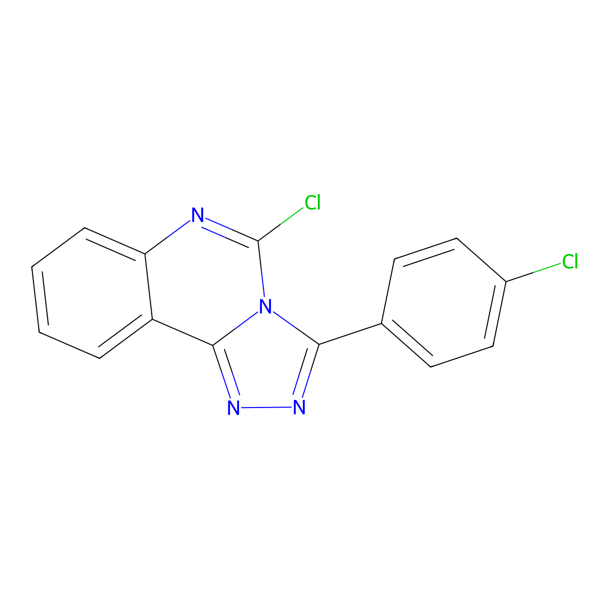 5-Chloro-3-(4-chlorophenyl)-[1,2,4]triazolo[4,3-c]quinazoline molecular structure, CAS 129177-21-5