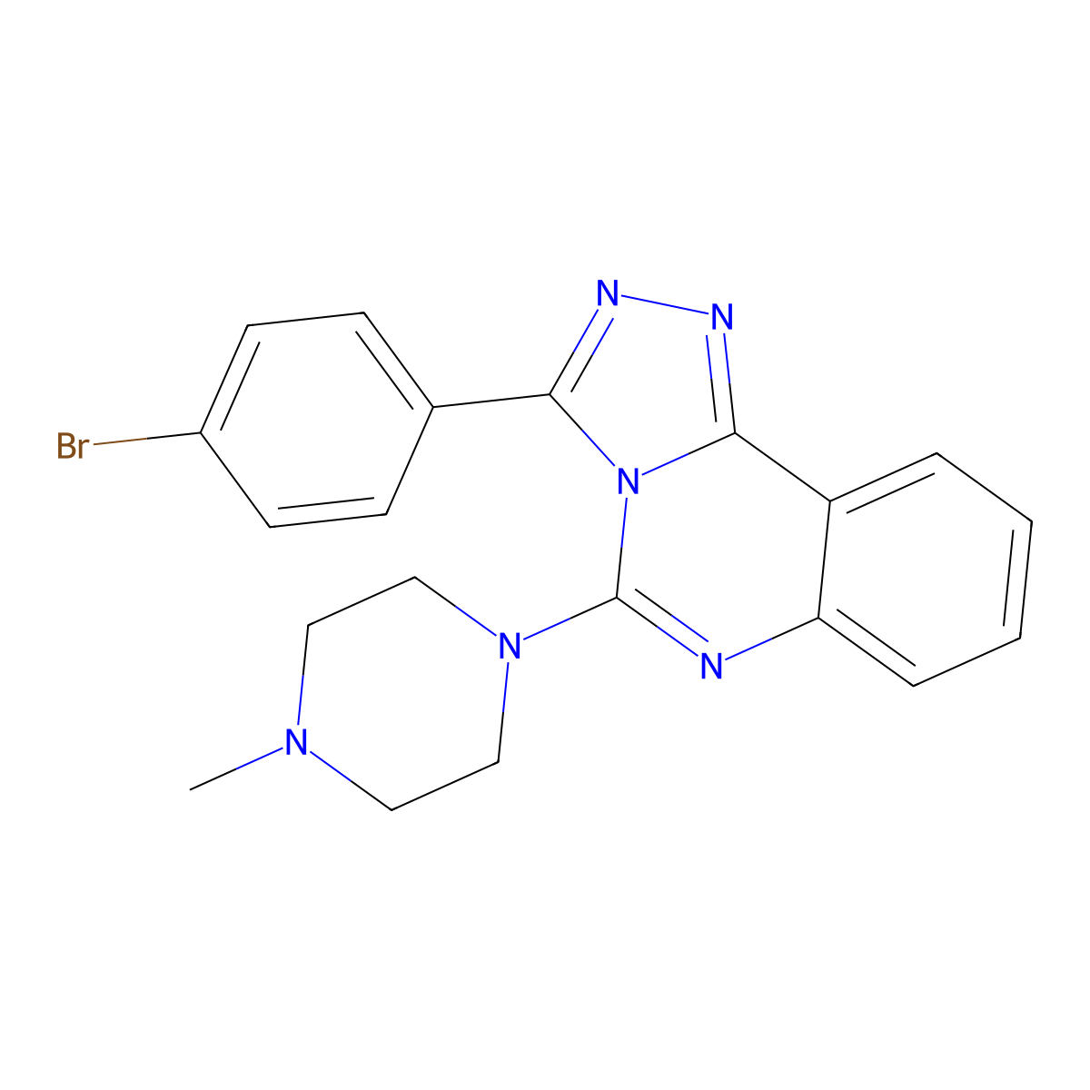 3-(4-Bromophenyl)-5-(4-methylpiperazino)[1,2,4]triazolo[4,3-c]quinazoline molecular structure, CAS 129177-23-7