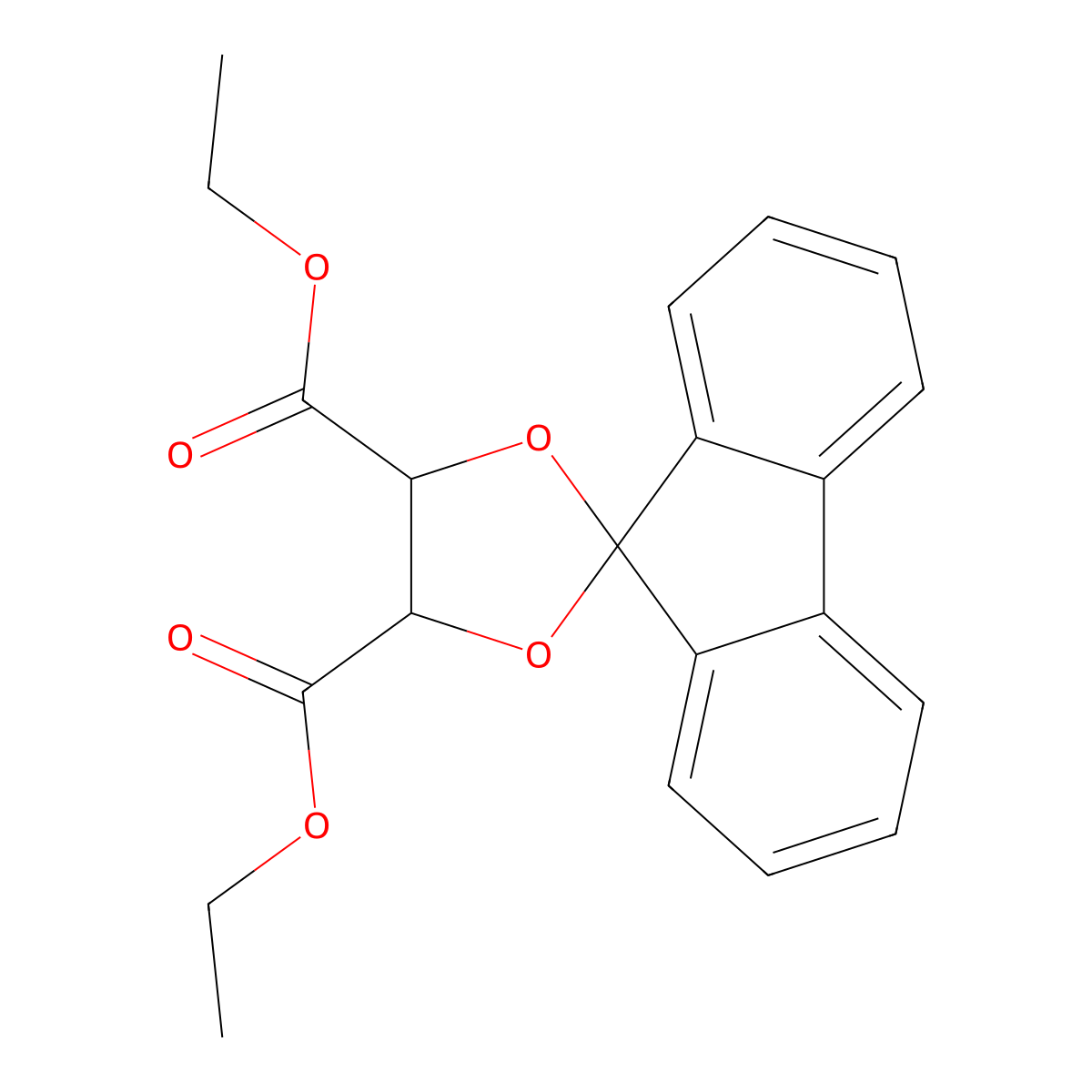 Spiro[1,3-dioxolane-2,9'-[9H]fluorene]-4,5-dicarboxylic acid diethyl ester molecular structure, CAS 129178-60-5