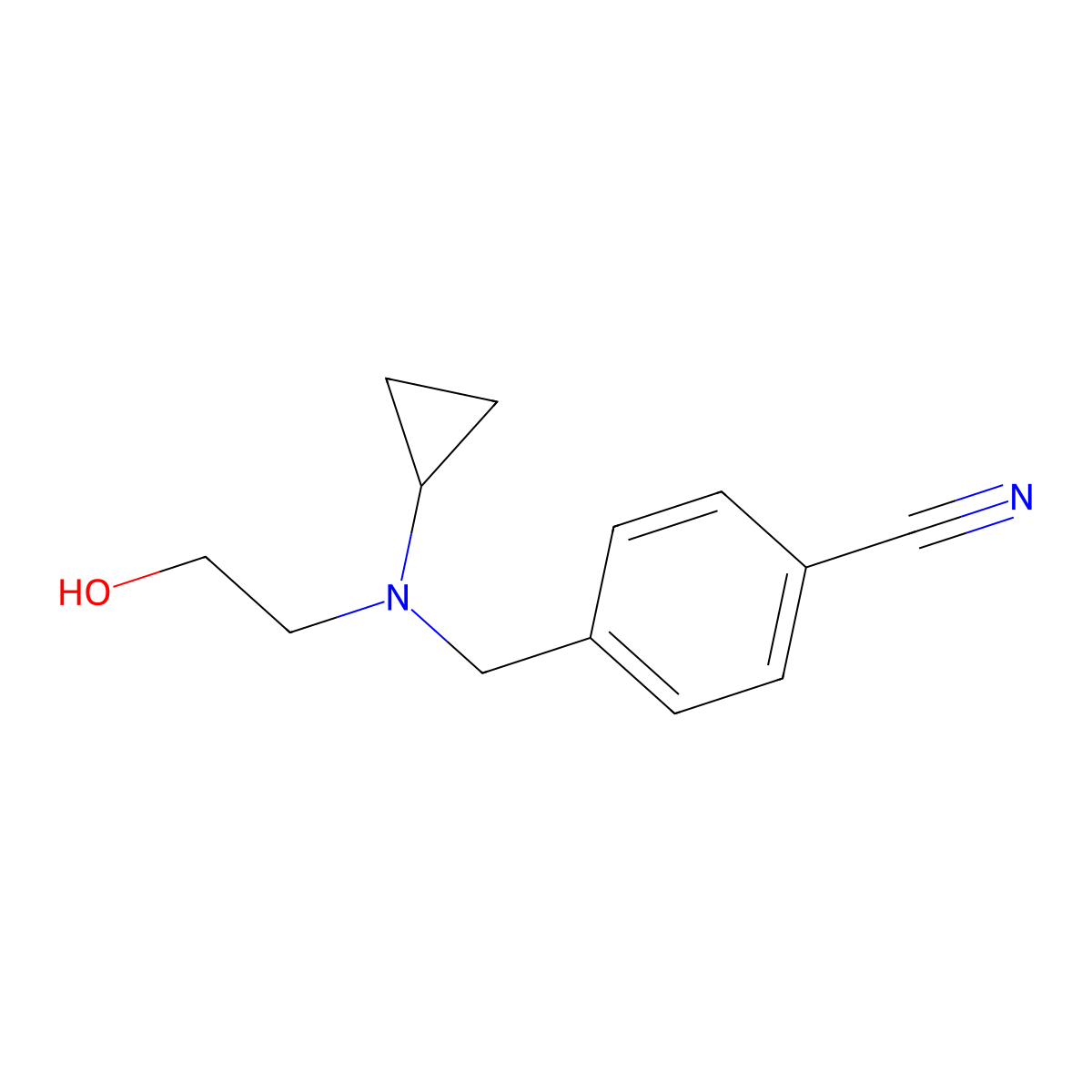 4-{[Cyclopropyl-(2-hydroxy-ethyl)-amino]-methyl}-benzonitrile molecular structure, CAS 1291781-37-7
