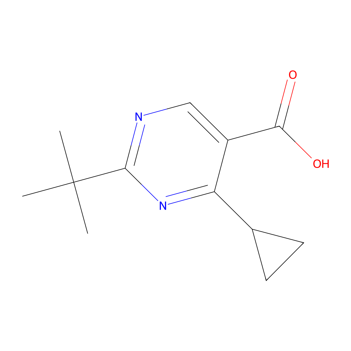 2-(Tert-butyl)-4-cyclopropylpyrimidine-5-carboxylic acid molecular structure, CAS 1291787-37-5