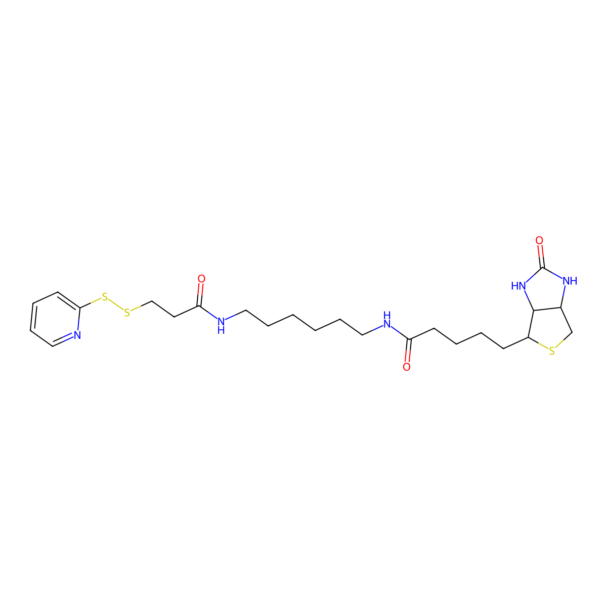 5-((3aS,4S,6aR)-2-Oxohexahydro-1H-thieno(3,4-d)imidazol-4-yl)-N-(6-(3-((pyridin-2-yl)disulfanyl)propanamido)hexyl)pentanamide molecular structure, CAS 129179-83-5