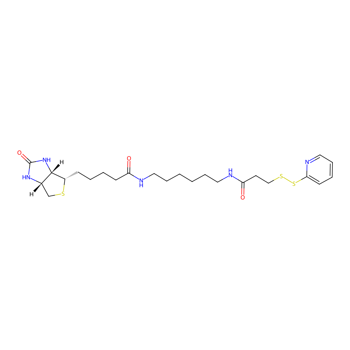 5-((3aS,4S,6aR)-2-Oxohexahydro-1H-thieno(3,4-d)imidazol-4-yl)-N-(6-(3-((pyridin-2-yl)disulfanyl)propanamido)hexyl)pentanamide molecular structure, CAS 129179-83-5