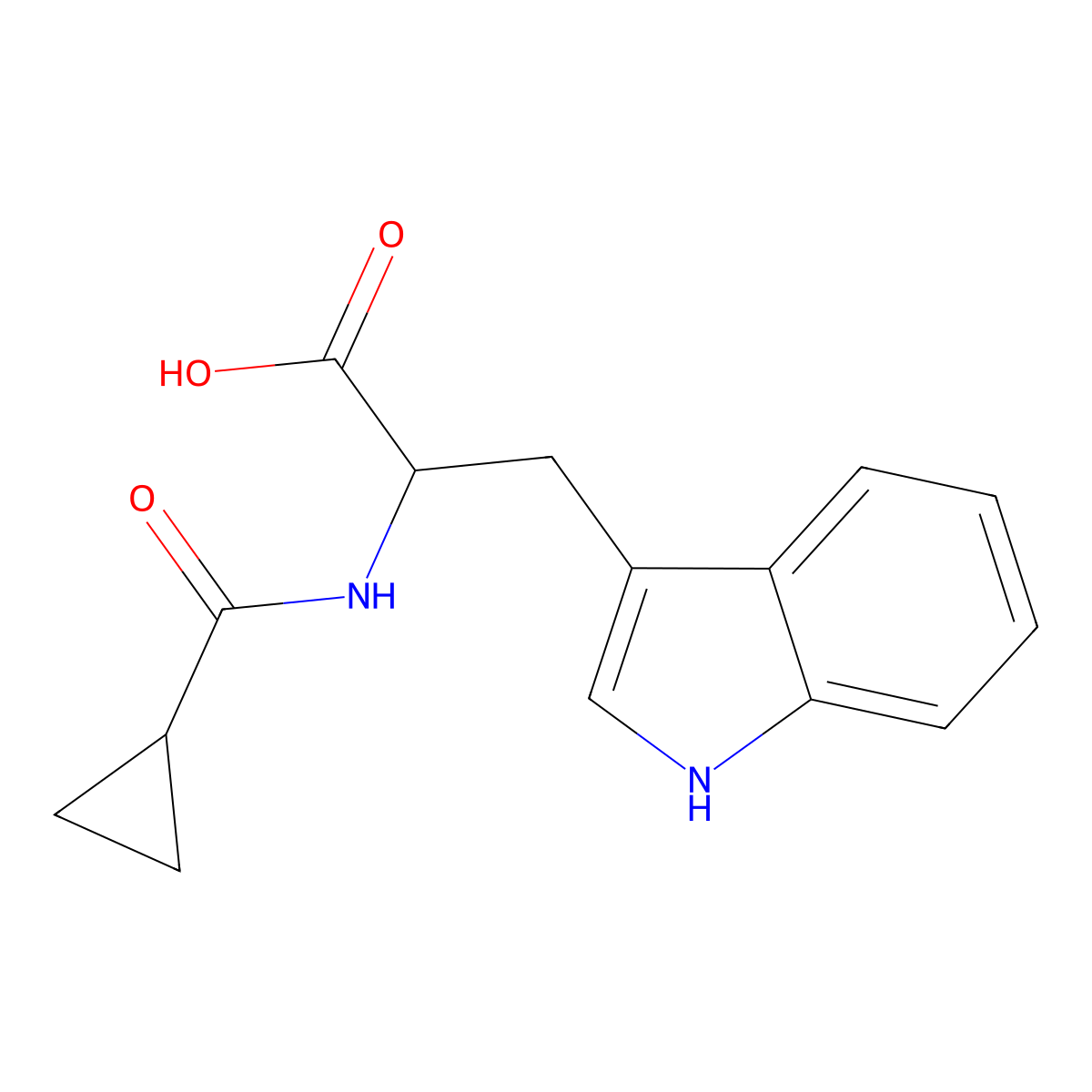 (2R)-2-(cyclopropylformamido)-3-(1H-indol-3-yl)propanoic acid molecular structure, CAS 1291790-01-6