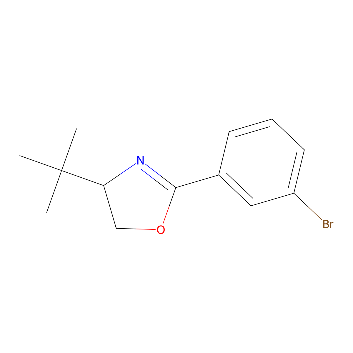 (S)-2-(3-Bromophenyl)-4-t-butyl-4,5-dihydrooxazole molecular structure, CAS 1291790-28-7