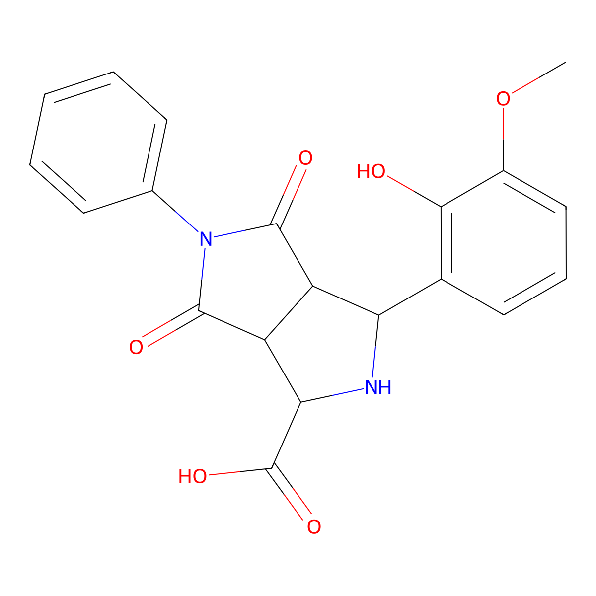 3-(2-Hydroxy-3-methoxyphenyl)-4,6-dioxo-5-phenyloctahydropyrrolo[3,4-c]pyrrole-1-carboxylic acid molecular structure, CAS 1291831-33-8