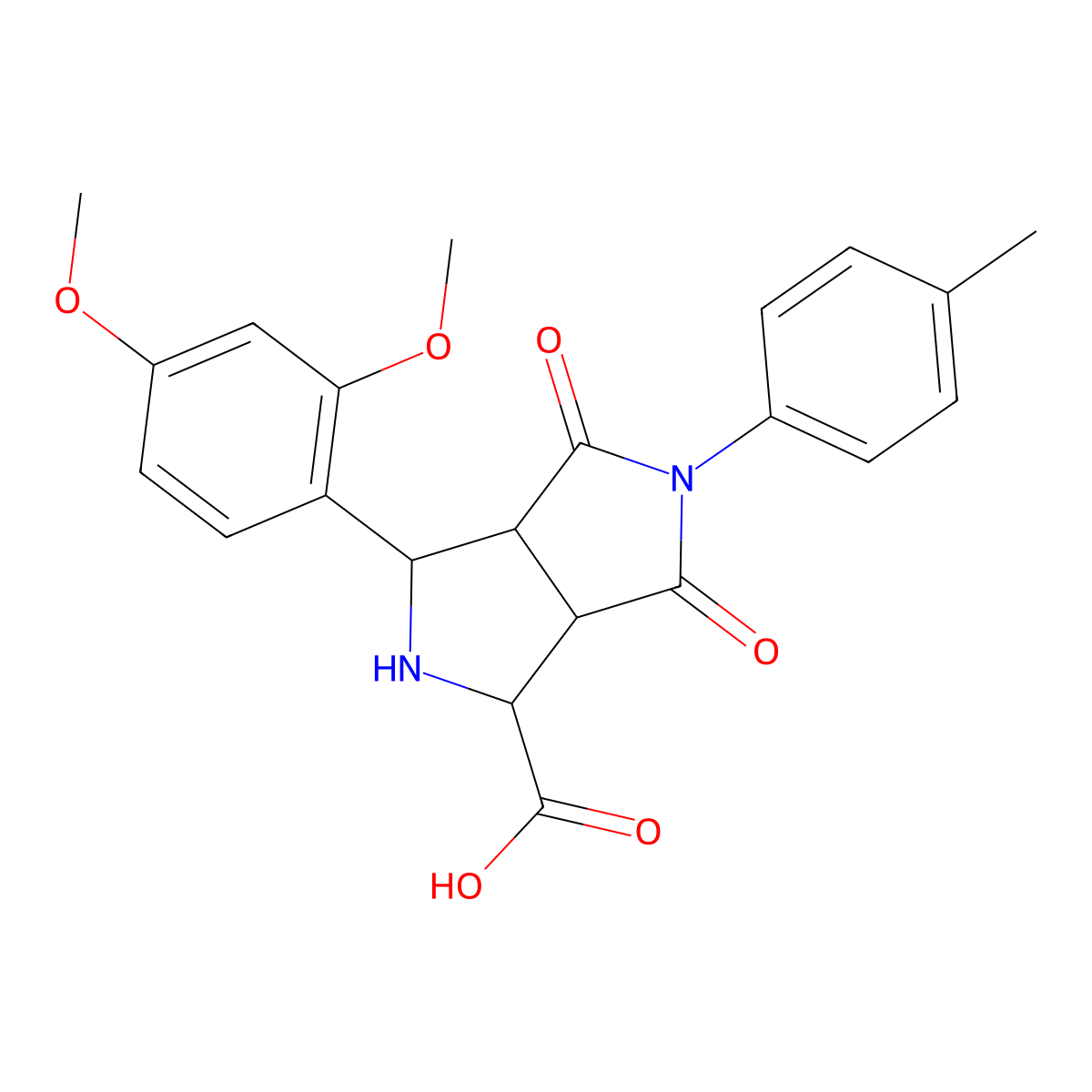 3-(2,4-Dimethoxyphenyl)-5-(4-methylphenyl)-4,6-dioxooctahydropyrrolo[3,4-c]pyrrole-1-carboxylic acid molecular structure, CAS 1291831-36-1