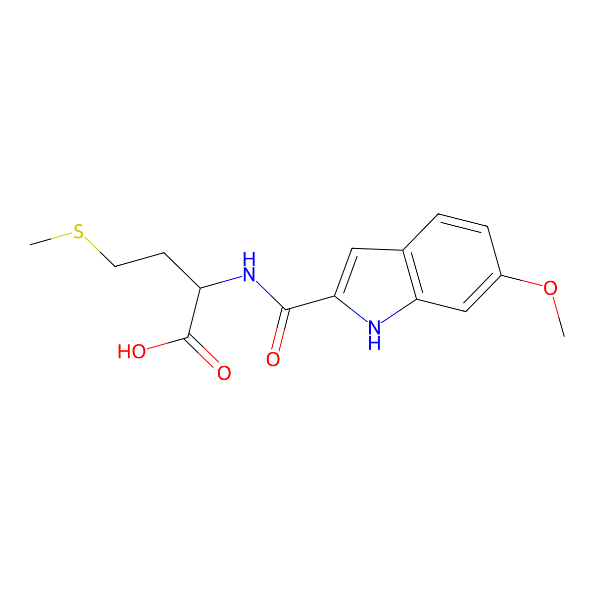 N-[(6-methoxy-1H-indol-2-yl)carbonyl]-L-methionine molecular structure, CAS 1291831-45-2