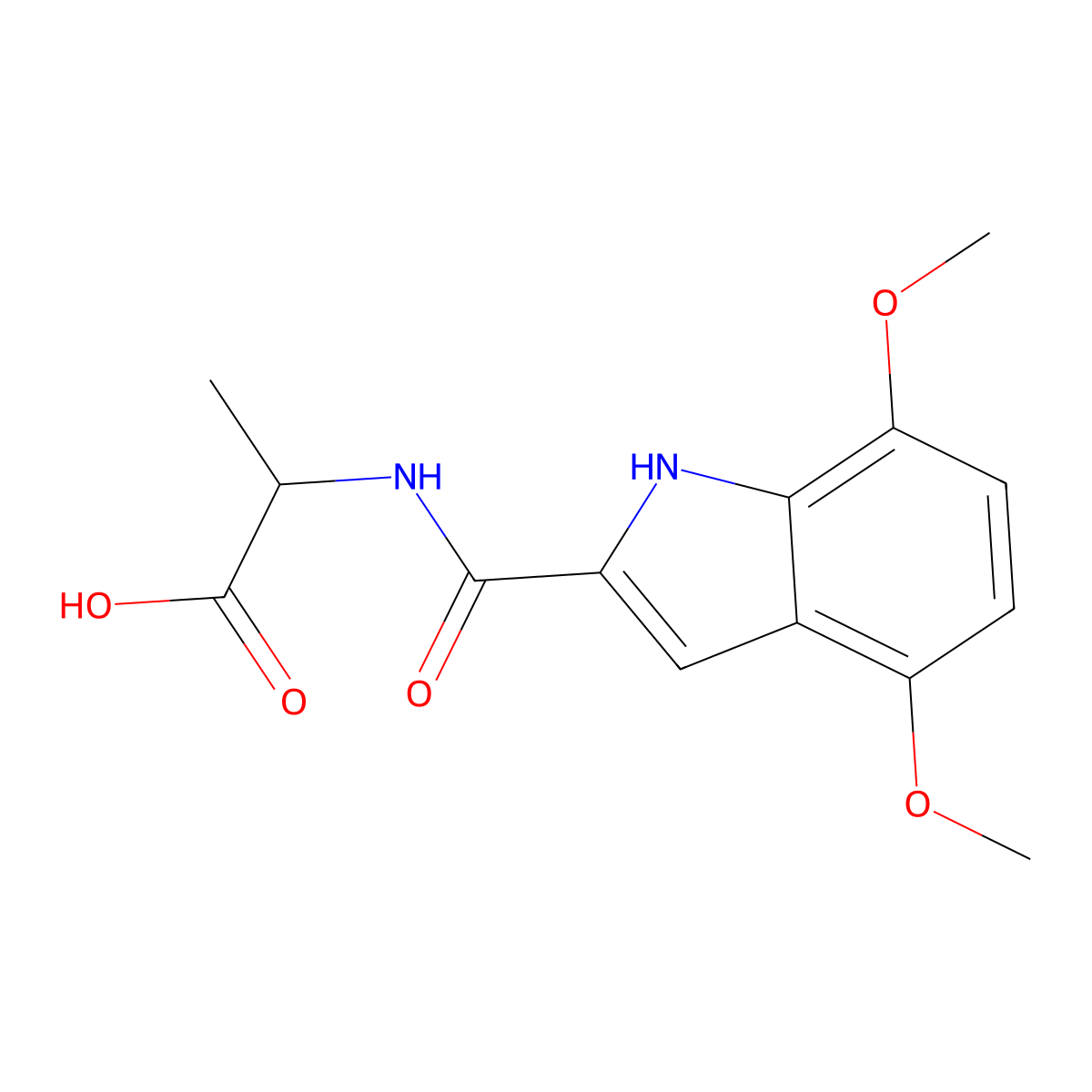 N-[(4,7-dimethoxy-1H-indol-2-yl)carbonyl]-L-alanine molecular structure, CAS 1291831-59-8