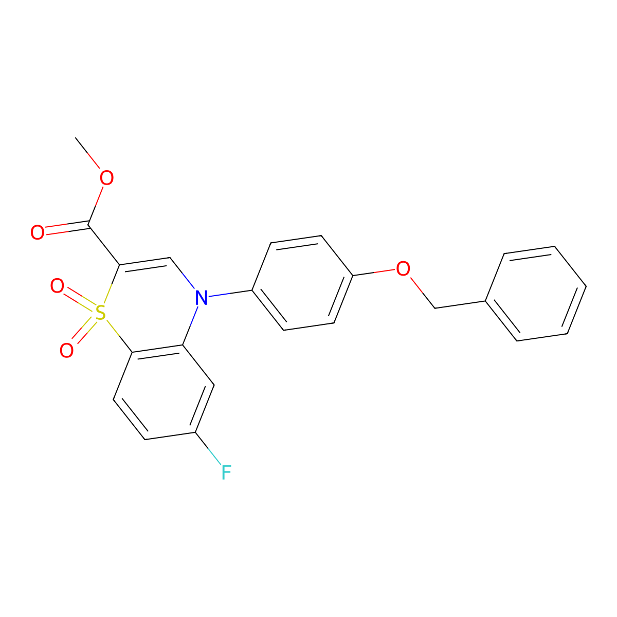 methyl 4-[4-(benzyloxy)phenyl]-6-fluoro-4H-1,4-benzothiazine-2-carboxylate 1,1-dioxide molecular structure, CAS 1291831-94-1