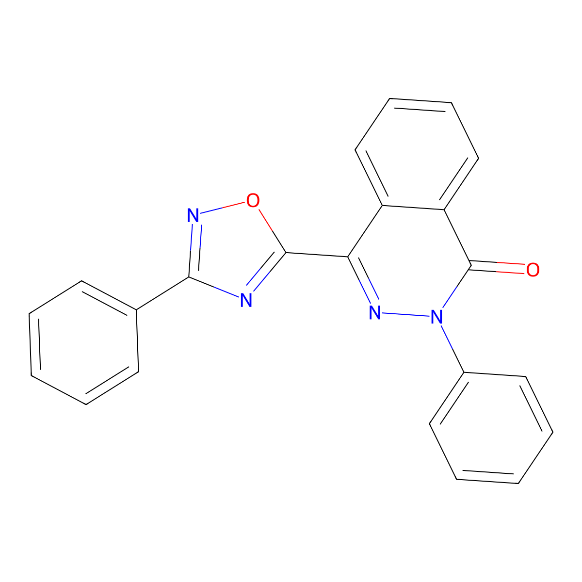 2-phenyl-4-(3-phenyl-1,2,4-oxadiazol-5-yl)phthalazin-1(2H)-one molecular structure, CAS 1291832-00-2