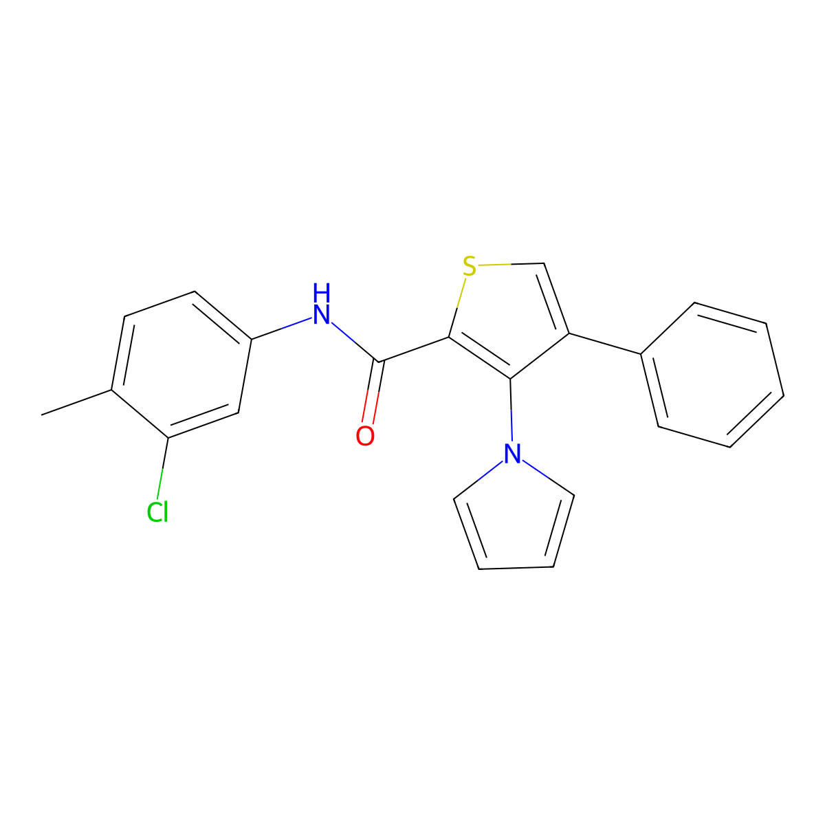 N-(3-chloro-4-methylphenyl)-4-phenyl-3-(1H-pyrrol-1-yl)thiophene-2-carboxamide molecular structure, CAS 1291832-03-5