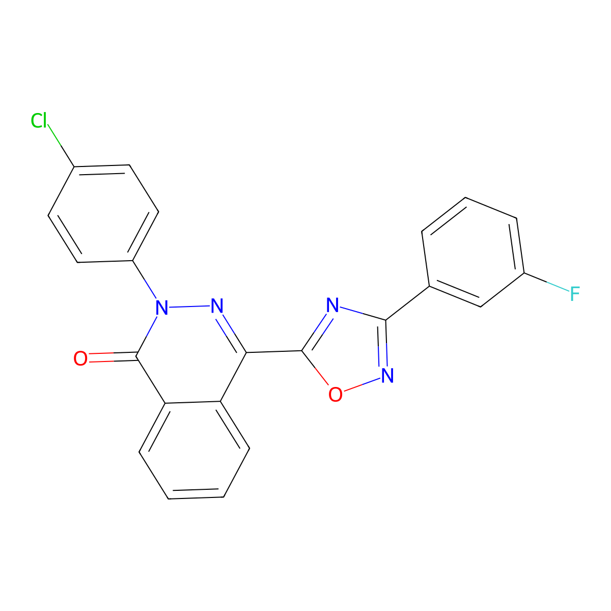 2-(4-chlorophenyl)-4-[3-(3-fluorophenyl)-1,2,4-oxadiazol-5-yl]phthalazin-1(2H)-one molecular structure, CAS 1291832-07-9