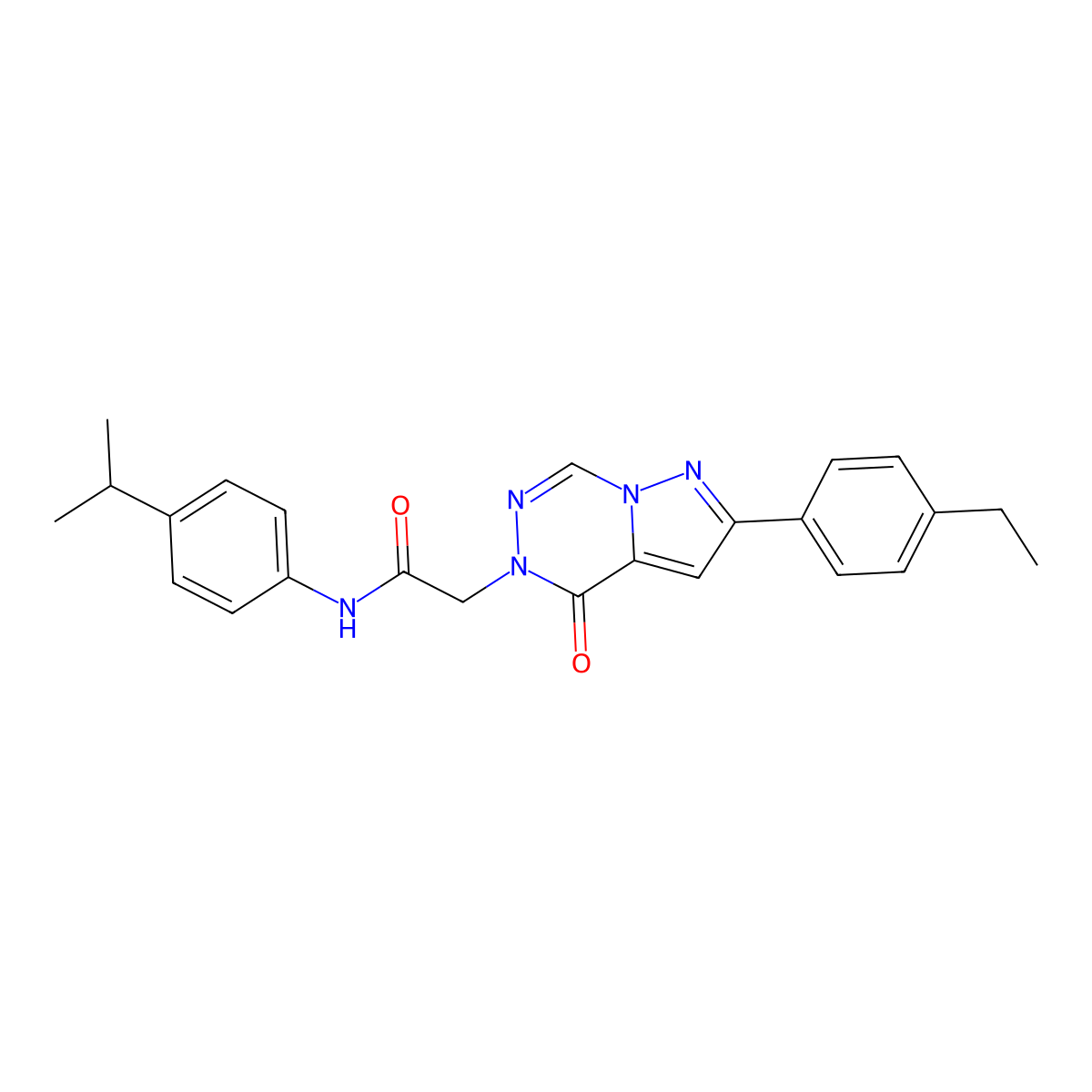 2-[2-(4-ethylphenyl)-4-oxopyrazolo[1,5-d][1,2,4]triazin-5(4H)-yl]-N-[4-(propan-2-yl)phenyl]acetamide molecular structure, CAS 1291832-12-6