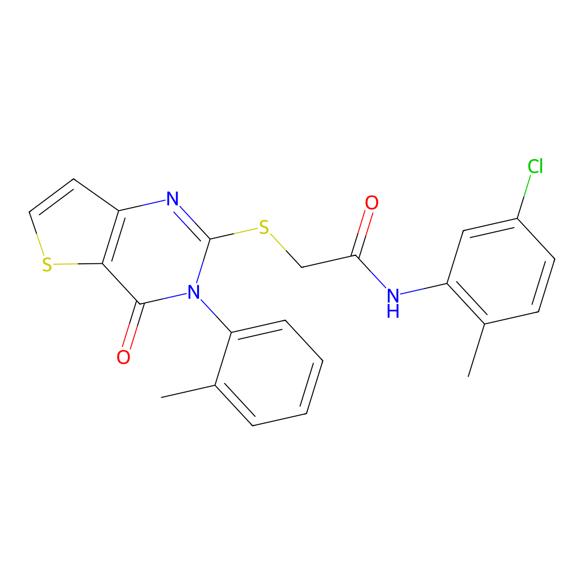 N-(5-chloro-2-methylphenyl)-2-{[3-(2-methylphenyl)-4-oxo-3,4-dihydrothieno[3,2-d]pyrimidin-2-yl]sulfanyl}acetamide molecular structure, CAS 1291832-29-5