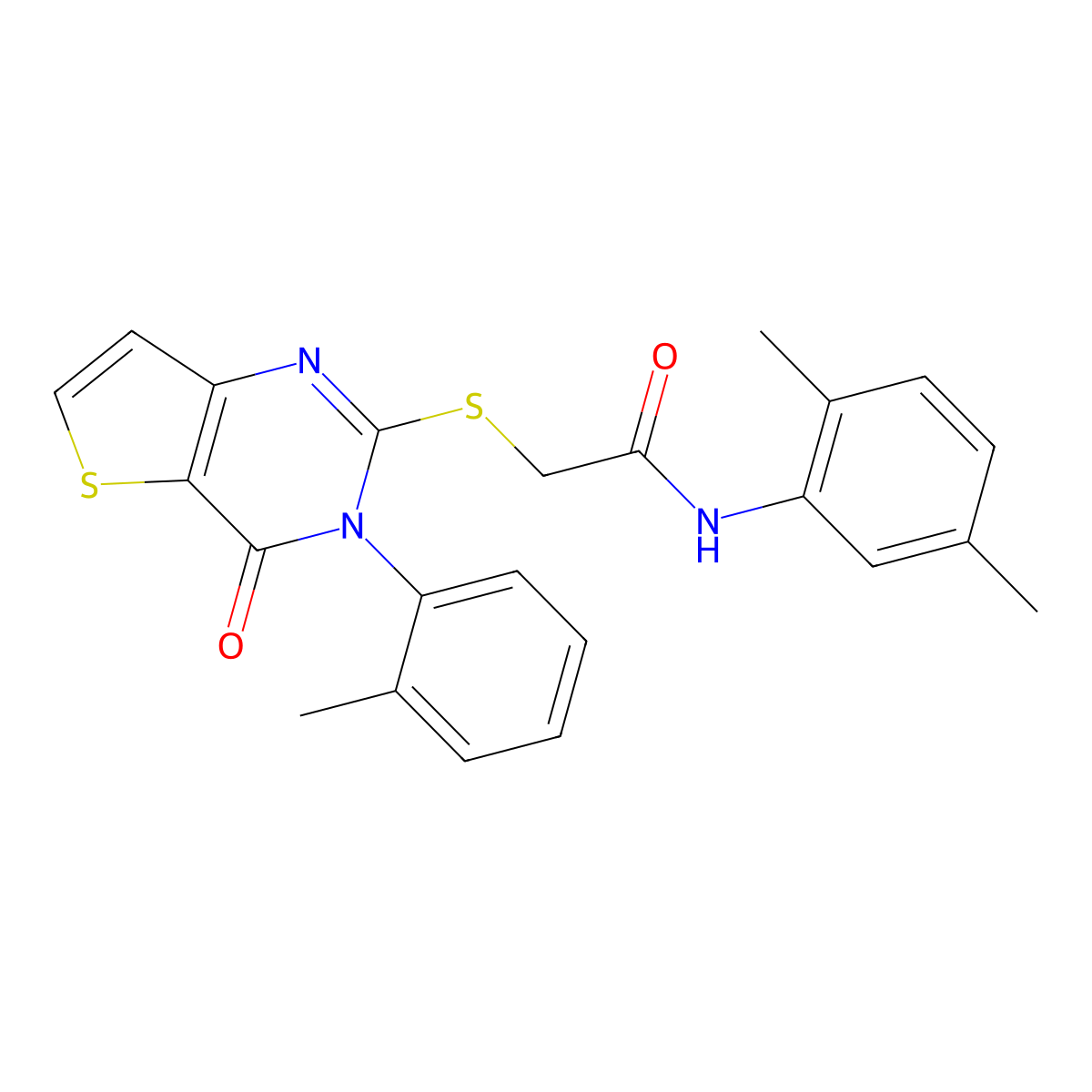 N-(2,5-dimethylphenyl)-2-{[3-(2-methylphenyl)-4-oxo-3H,4H-thieno[3,2-d]pyrimidin-2-yl]sulfanyl}acetamide molecular structure, CAS 1291832-31-9