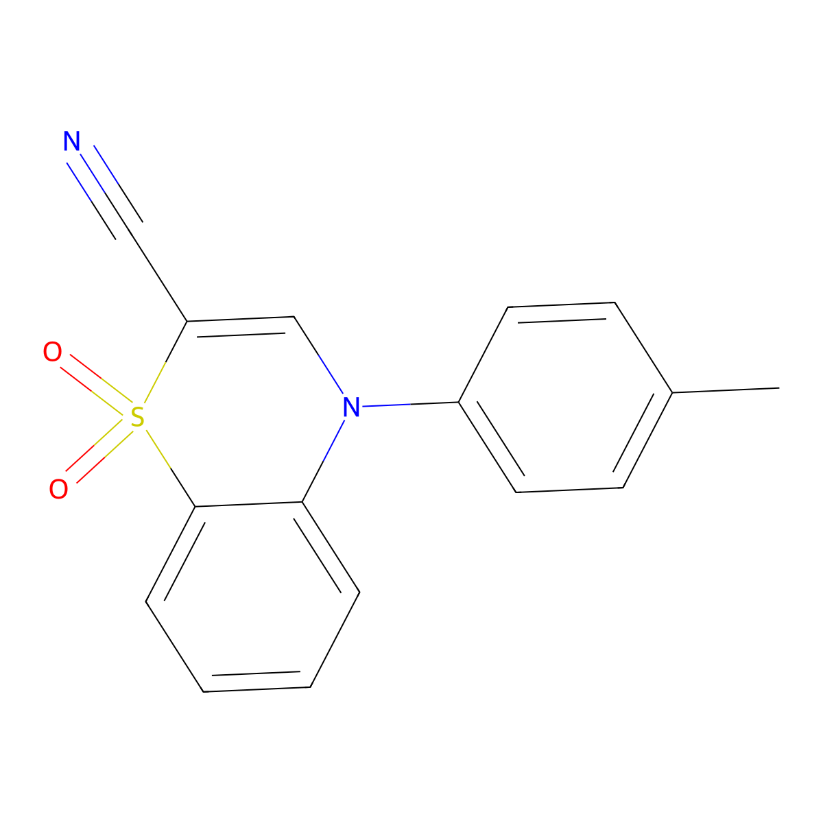 4-(4-methylphenyl)-4H-1,4-benzothiazine-2-carbonitrile 1,1-dioxide molecular structure, CAS 1291832-37-5