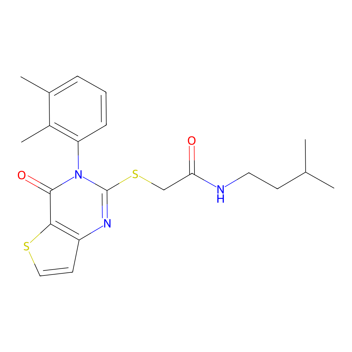 2-{[3-(2,3-dimethylphenyl)-4-oxo-3,4-dihydrothieno[3,2-d]pyrimidin-2-yl]sulfanyl}-N-(3-methylbutyl)acetamide molecular structure, CAS 1291832-39-7