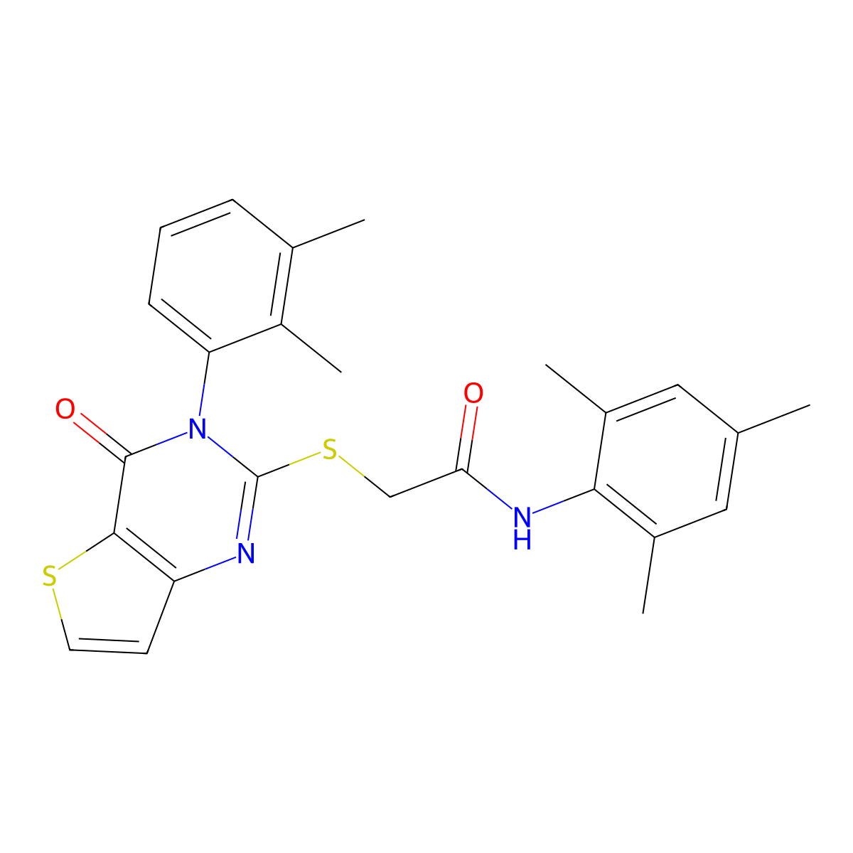 2-{[3-(2,3-dimethylphenyl)-4-oxo-3,4-dihydrothieno[3,2-d]pyrimidin-2-yl]sulfanyl}-N-(2,4,6-trimethylphenyl)acetamide molecular structure, CAS 1291832-41-1