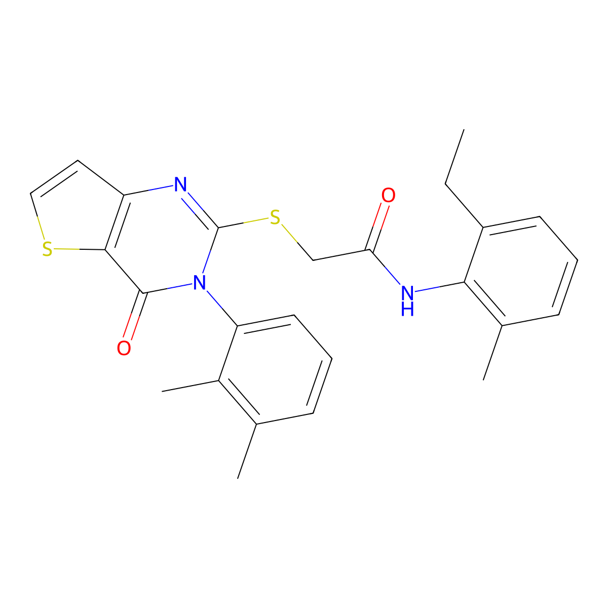 2-{[3-(2,3-dimethylphenyl)-4-oxo-3,4-dihydrothieno[3,2-d]pyrimidin-2-yl]sulfanyl}-N-(2-ethyl-6-methylphenyl)acetamide molecular structure, CAS 1291832-42-2