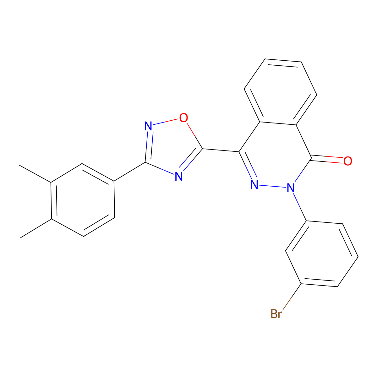 2-(3-bromophenyl)-4-[3-(3,4-dimethylphenyl)-1,2,4-oxadiazol-5-yl]phthalazin-1(2H)-one molecular structure, CAS 1291832-56-8
