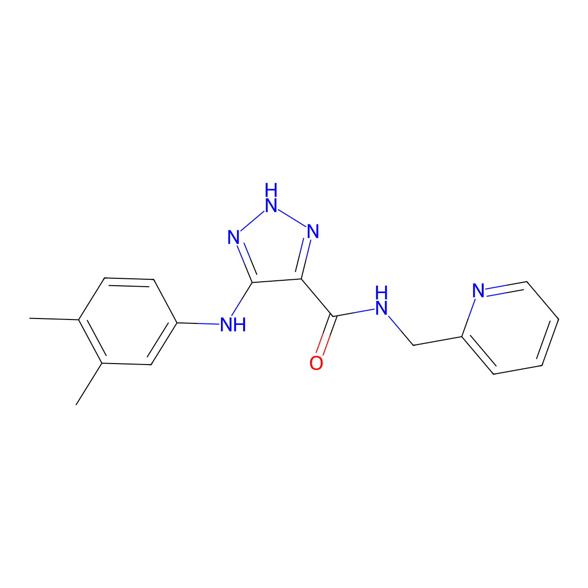5-((3,4-dimethylphenyl)amino)-N-(pyridin-2-ylmethyl)-1H-1,2,3-triazole-4-carboxamide molecular structure, CAS 1291833-55-0