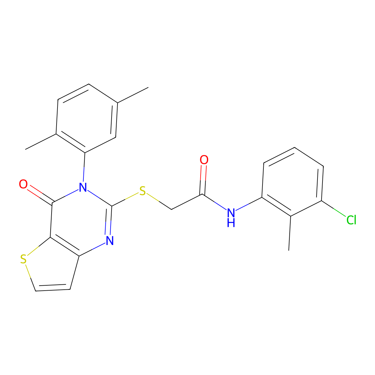 N-(3-chloro-2-methylphenyl)-2-{[3-(2,5-dimethylphenyl)-4-oxo-3,4-dihydrothieno[3,2-d]pyrimidin-2-yl]sulfanyl}acetamide molecular structure, CAS 1291833-70-9
