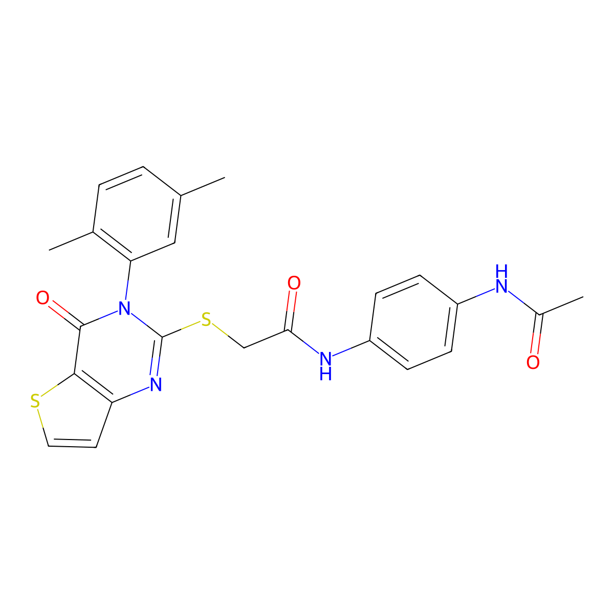 N-[4-(acetylamino)phenyl]-2-{[3-(2,5-dimethylphenyl)-4-oxo-3,4-dihydrothieno[3,2-d]pyrimidin-2-yl]sulfanyl}acetamide molecular structure, CAS 1291833-80-1