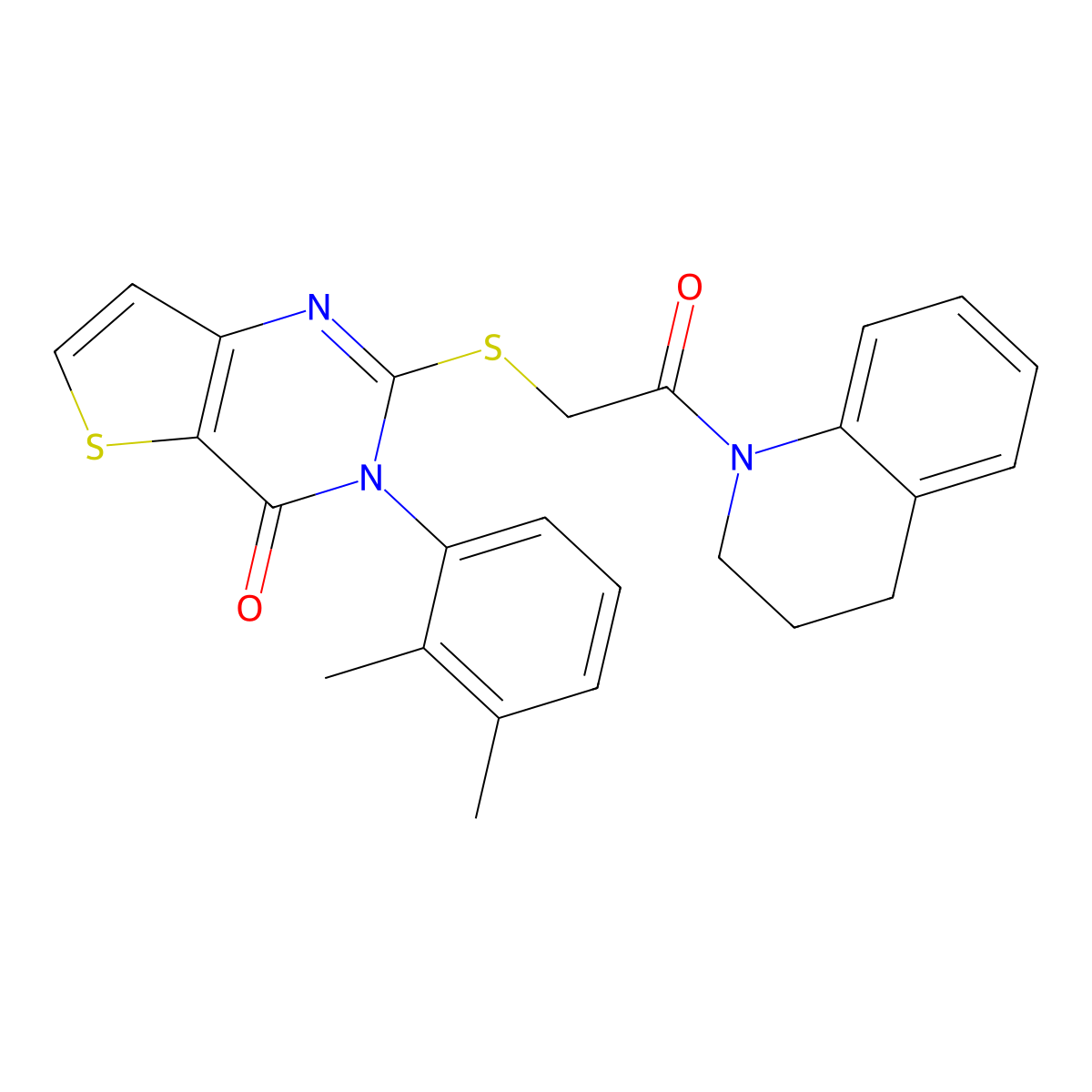 2-{[2-(3,4-dihydroquinolin-1(2H)-yl)-2-oxoethyl]sulfanyl}-3-(2,3-dimethylphenyl)thieno[3,2-d]pyrimidin-4(3H)-one molecular structure, CAS 1291833-86-7