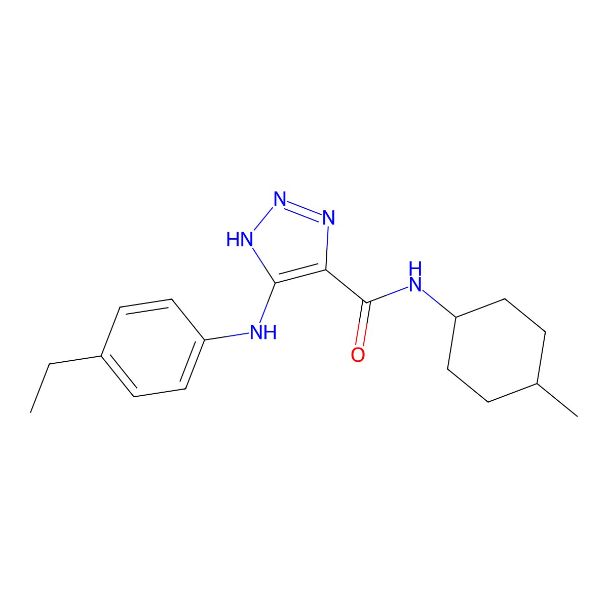 5-((4-ethylphenyl)amino)-N-(4-methylcyclohexyl)-1H-1,2,3-triazole-4-carboxamide molecular structure, CAS 1291834-17-7