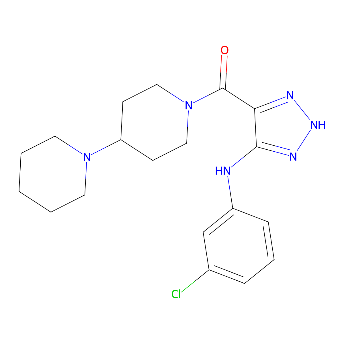 1,4'-bipiperidin-1'-yl{5-[(3-chlorophenyl)amino]-1H-1,2,3-triazol-4-yl}methanone molecular structure, CAS 1291834-26-8