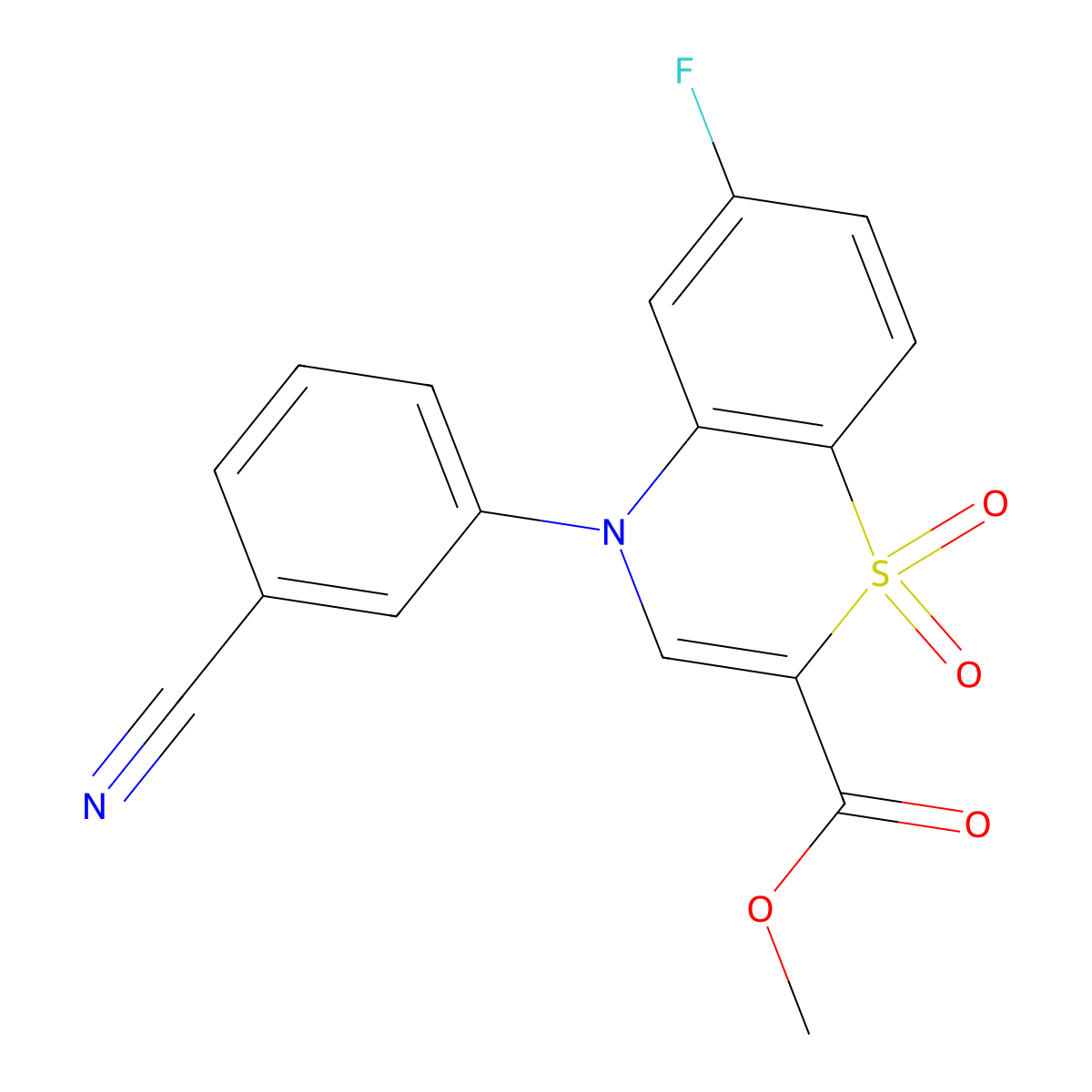 methyl 4-(3-cyanophenyl)-6-fluoro-4H-1,4-benzothiazine-2-carboxylate 1,1-dioxide molecular structure, CAS 1291834-37-1