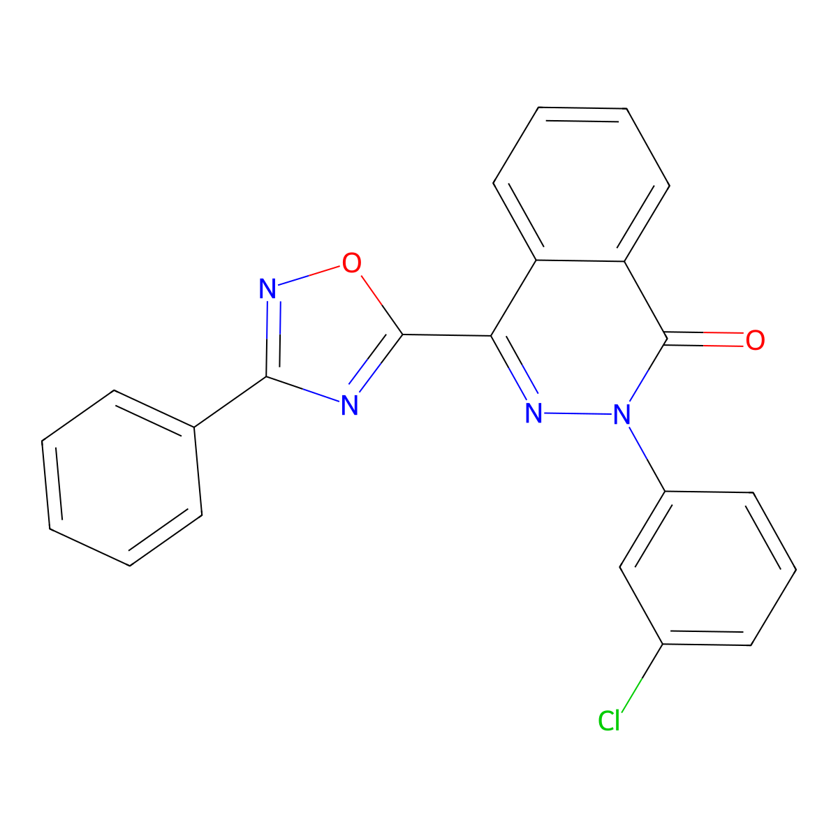 2-(3-chlorophenyl)-4-(3-phenyl-1,2,4-oxadiazol-5-yl)phthalazin-1(2H)-one molecular structure, CAS 1291834-74-6