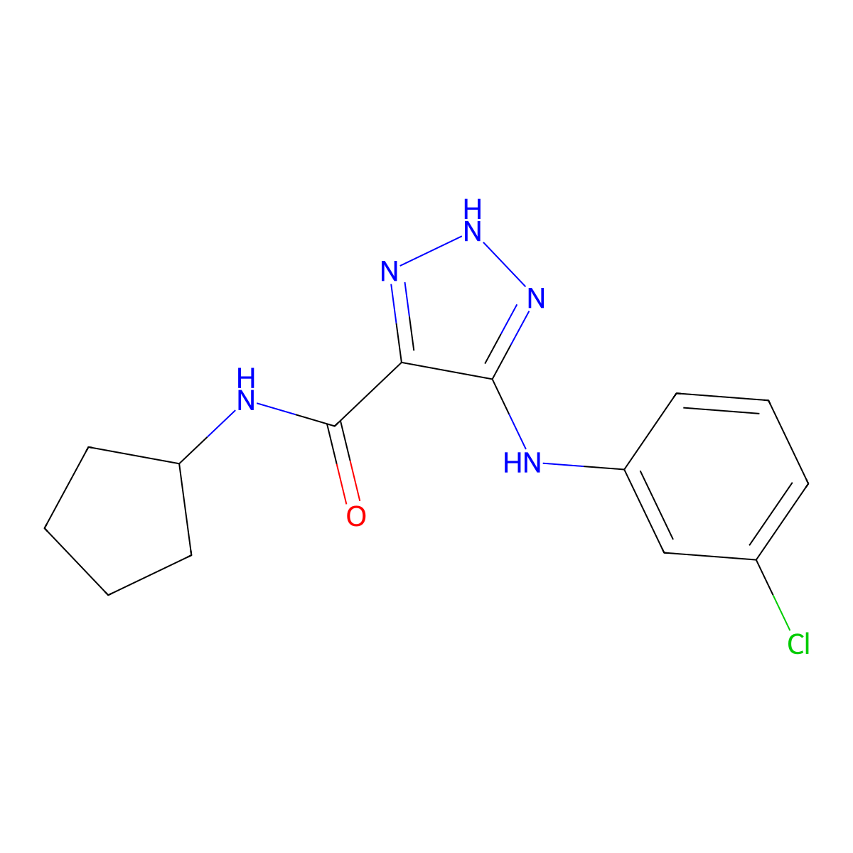 5-[(3-chlorophenyl)amino]-N-cyclopentyl-1H-1,2,3-triazole-4-carboxamide molecular structure, CAS 1291835-04-5