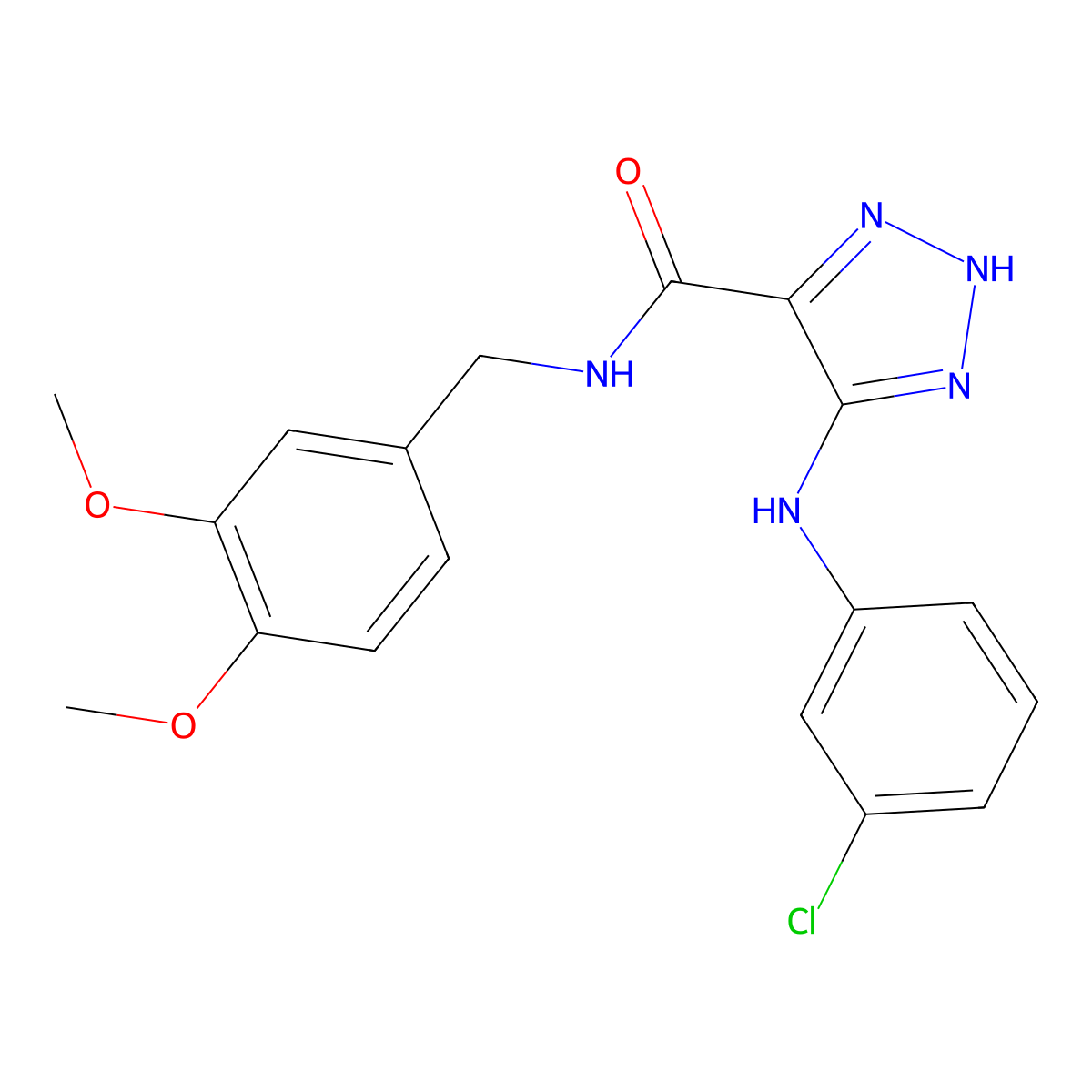 5-((3-chlorophenyl)amino)-N-(3,4-dimethoxybenzyl)-1H-1,2,3-triazole-4-carboxamide molecular structure, CAS 1291835-11-4