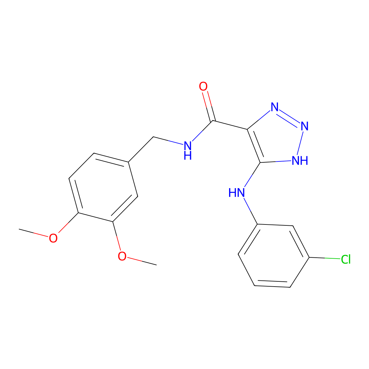 5-((3-chlorophenyl)amino)-N-(3,4-dimethoxybenzyl)-1H-1,2,3-triazole-4-carboxamide molecular structure, CAS 1291835-11-4