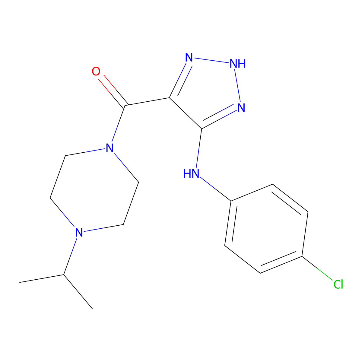 {5-[(4-chlorophenyl)amino]-1H-1,2,3-triazol-4-yl}[4-(propan-2-yl)piperazin-1-yl]methanone molecular structure, CAS 1291835-26-1