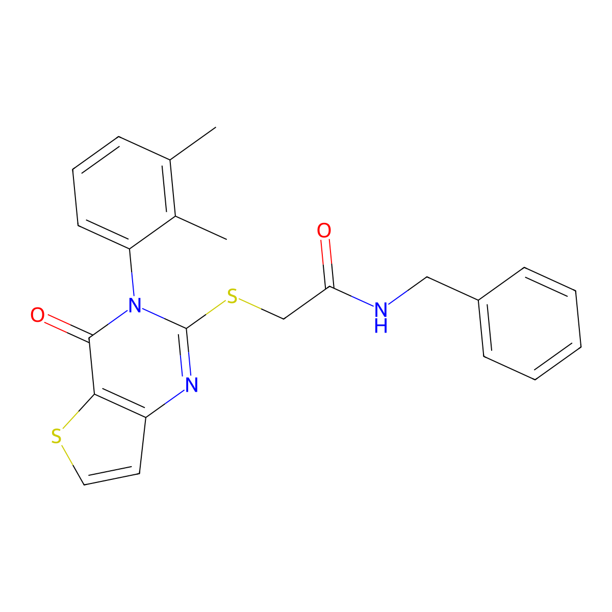 N-benzyl-2-{[3-(2,3-dimethylphenyl)-4-oxo-3,4-dihydrothieno[3,2-d]pyrimidin-2-yl]sulfanyl}acetamide molecular structure, CAS 1291835-50-1