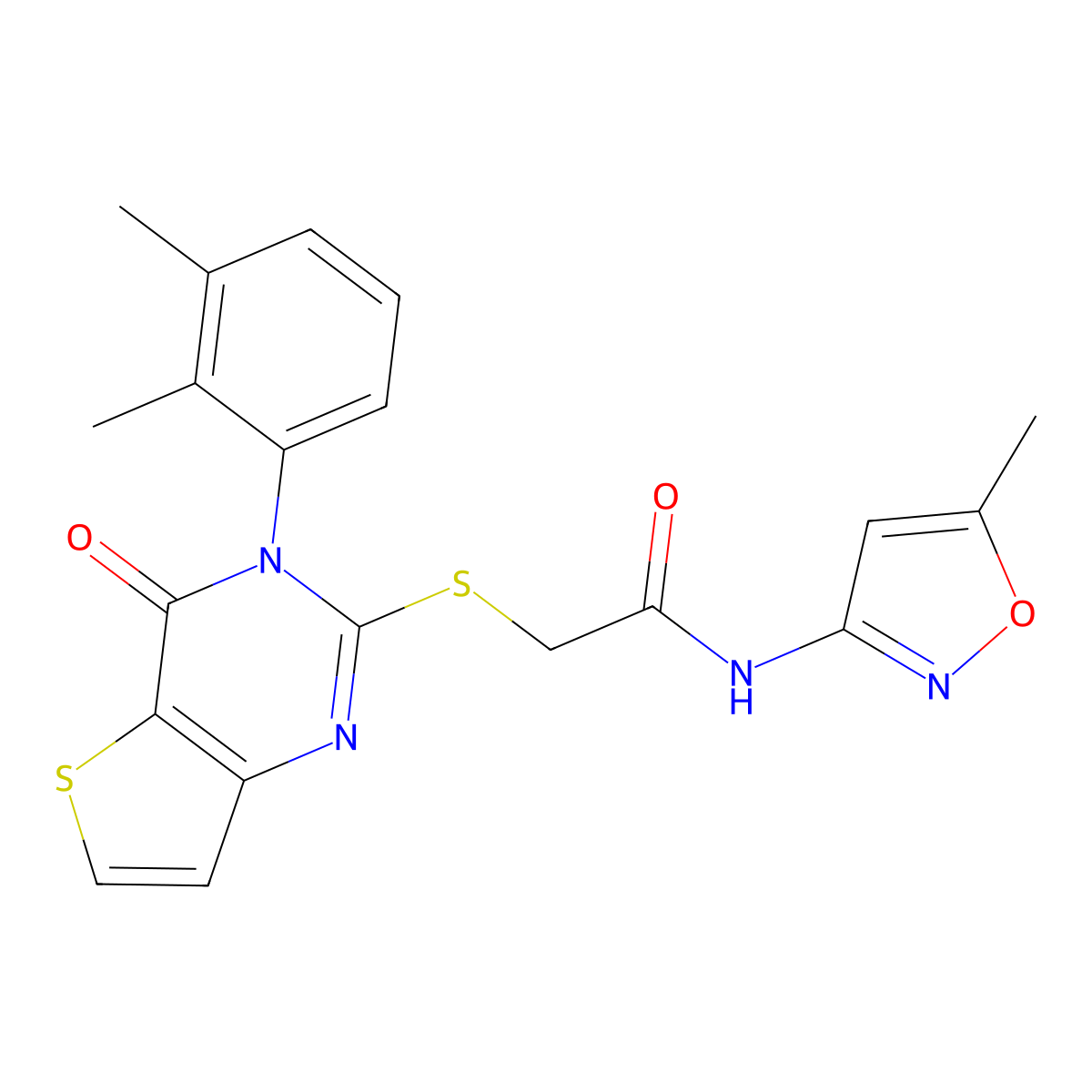 2-{[3-(2,3-dimethylphenyl)-4-oxo-3,4-dihydrothieno[3,2-d]pyrimidin-2-yl]sulfanyl}-N-(5-methyl-1,2-oxazol-3-yl)acetamide molecular structure, CAS 1291835-56-7